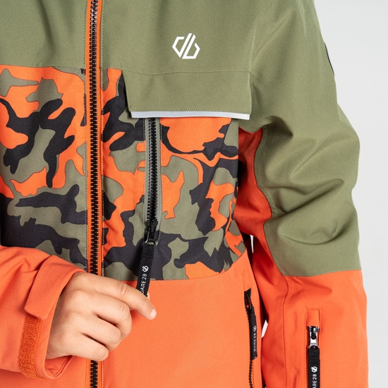 Kids' Traverse II Ski Jacket Orange Rust Camo Print
