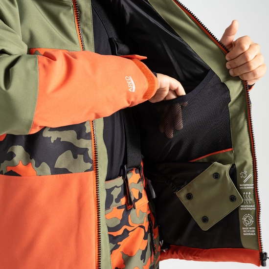 Kids' Traverse II Ski Jacket Orange Rust Camo Print