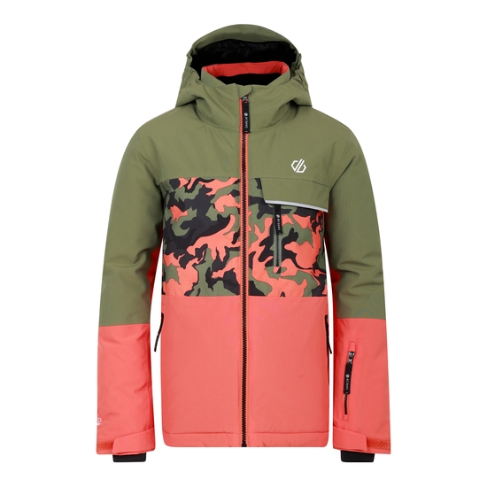 Kids' Traverse II Ski Jacket Orange Rust Camo Print