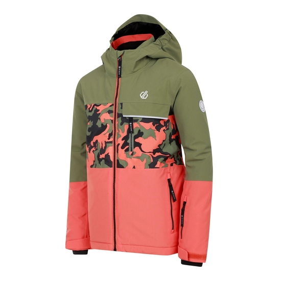Kids' Traverse II Ski Jacket Orange Rust Camo Print