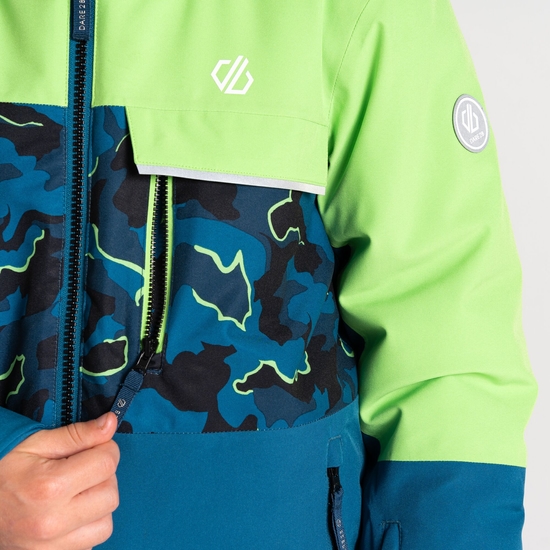 Kids' Traverse II Ski Jacket Green Blue Camo Print