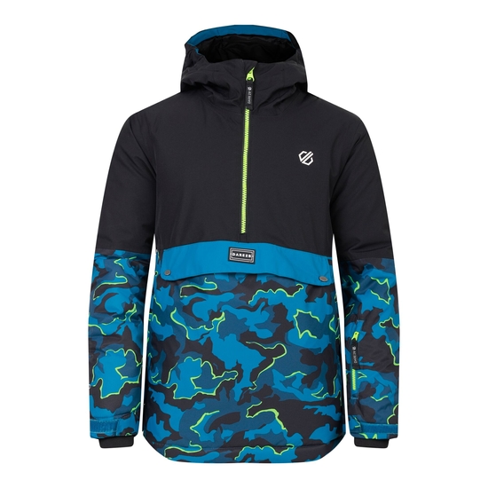 Kids' Freehand Overhead Ski Jacket Black Blue Camo