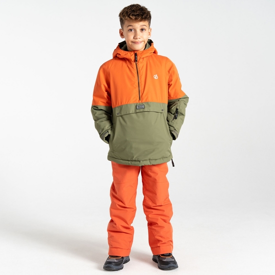 Kids' Freehand Overhead Ski Jacket Orange Rust Green