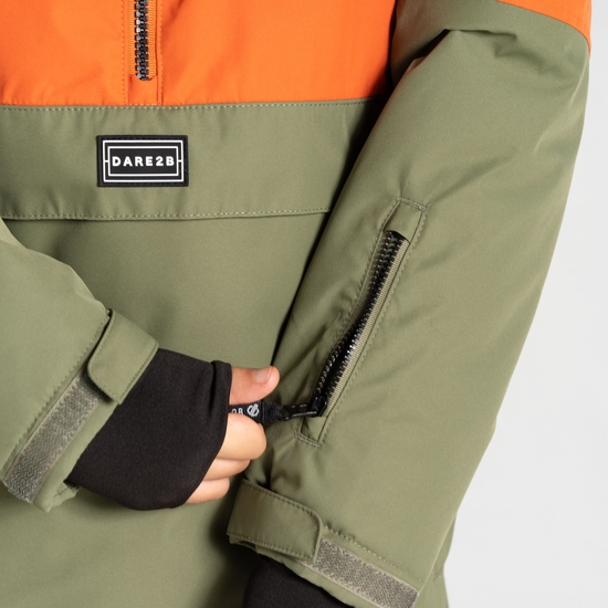 Kids' Freehand Overhead Ski Jacket Orange Rust Green