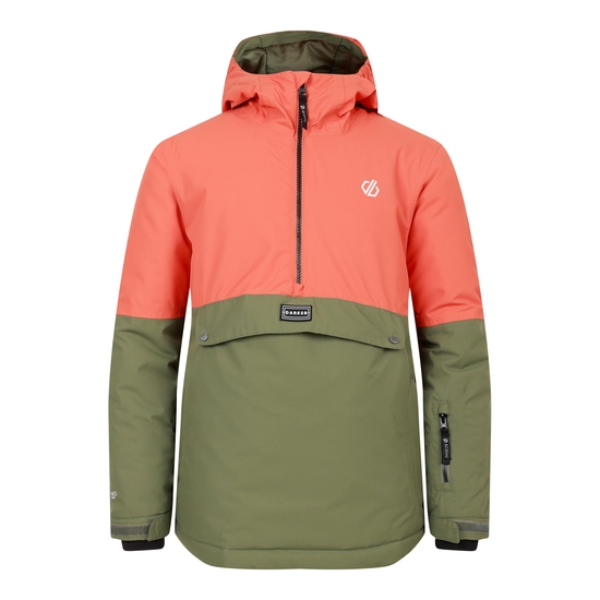 Kids' Freehand Overhead Ski Jacket Orange Rust Green