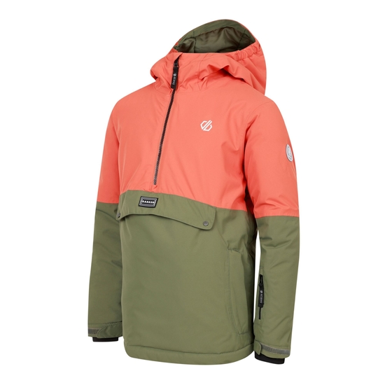 Kids' Freehand Overhead Ski Jacket Orange Rust Green
