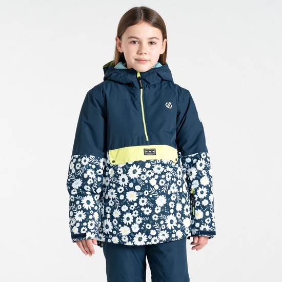 Kids' Freehand Overhead Ski Jacket Moonlight Denim Daisy Print