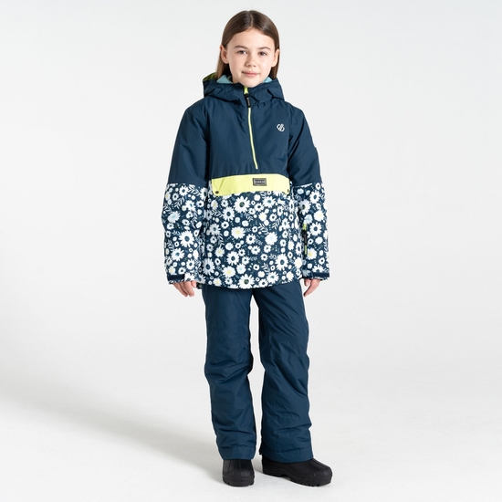 Kids' Freehand Overhead Ski Jacket Moonlight Denim Daisy Print