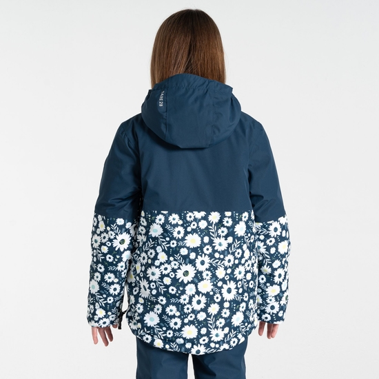Kids' Freehand Overhead Ski Jacket Moonlight Denim Daisy Print