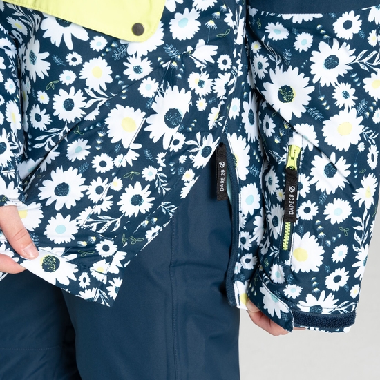 Kids' Freehand Overhead Ski Jacket Moonlight Denim Daisy Print