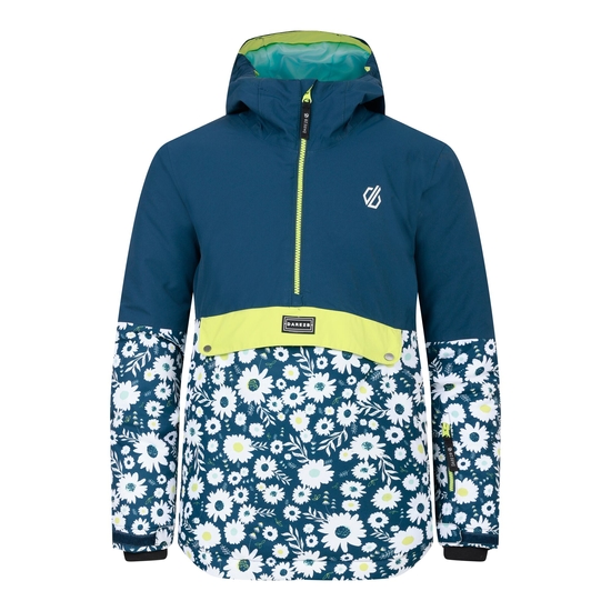 Kids' Freehand Overhead Ski Jacket Moonlight Denim Daisy Print