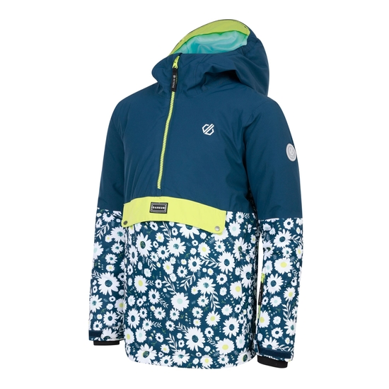 Kids' Freehand Overhead Ski Jacket Moonlight Denim Daisy Print