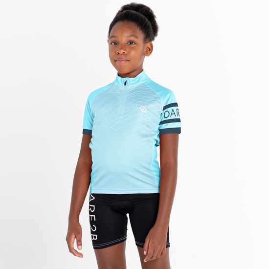 Kids' Speed Up Cycling Jersey Sea Jet Blue