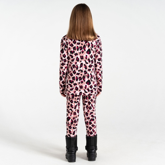 Kids' Pow II Baselayer Set Dusty Rose Cheetah Print