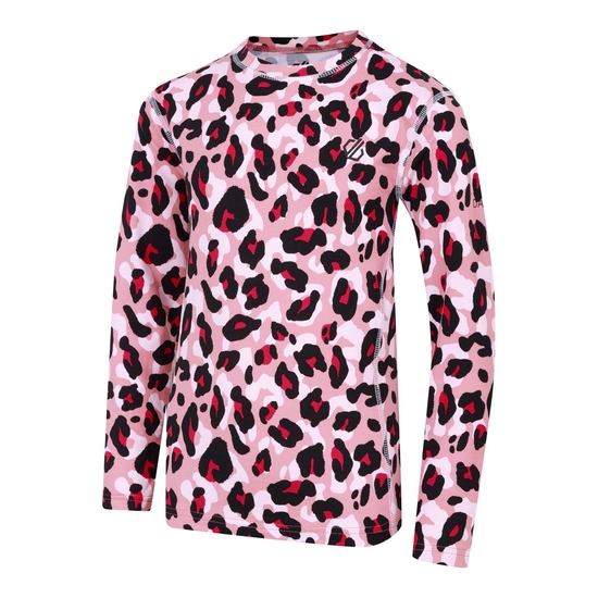 Kids' Pow II Baselayer Set Dusty Rose Cheetah Print