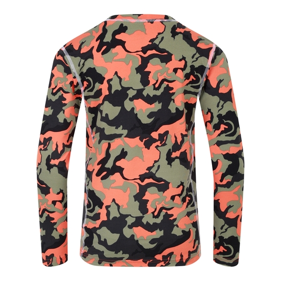 Kids' Pow II Baselayer Set Rusty Orange Camo Print