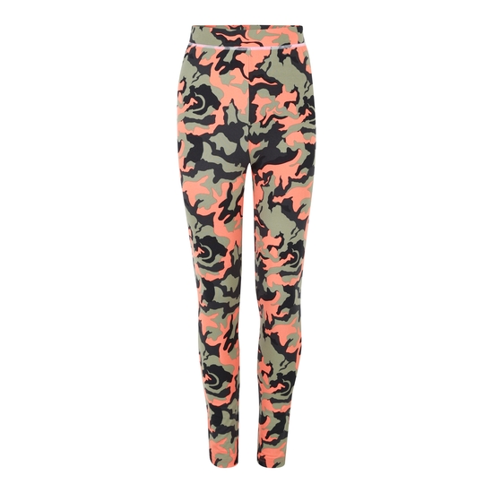 Kids' Pow II Baselayer Set Rusty Orange Camo Print