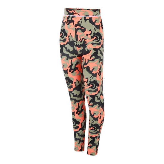 Kids' Pow II Baselayer Set Rusty Orange Camo Print
