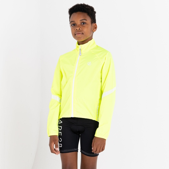 Kids Cordial Waterproof Shell Jacket Fluro Yellow Dare2B UK
