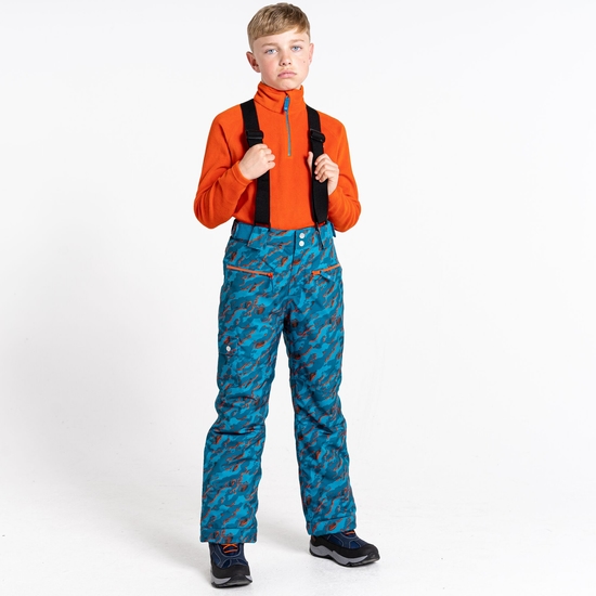 Kids' Timeout II Recycled Ski Pants Blue Camo Print