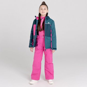Dare2b Girls Kids Freestand Waterproof Breathable Ski Trousers Salopettes Pink 