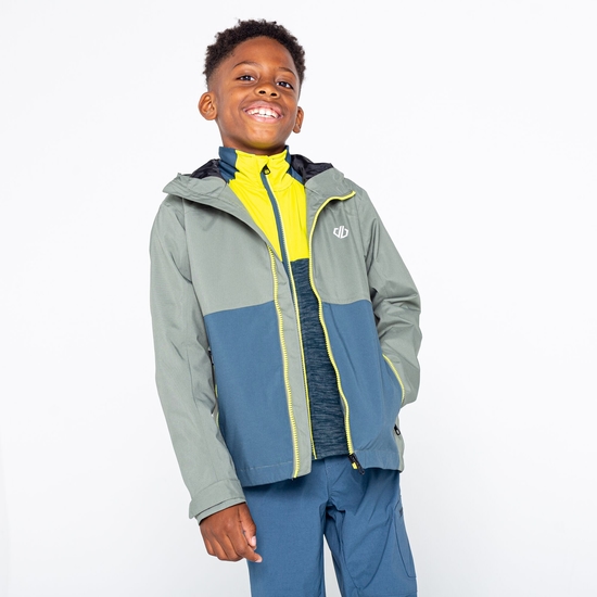 Kids' In The Lead III Recycled Waterproof Jacket Agave Green Orion Grey Marl