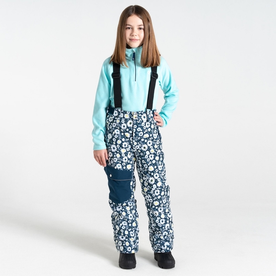 Kids' Pow Ski Pants Moonlight Denim Daisy Print