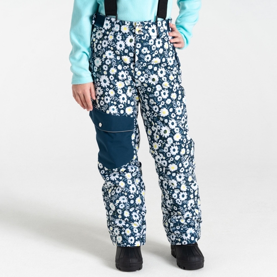 Kids' Pow Ski Pants Moonlight Denim Daisy Print