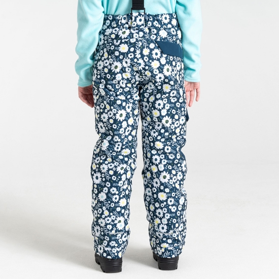 Kids' Pow Ski Pants Moonlight Denim Daisy Print