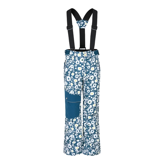 Kids' Pow Ski Pants Moonlight Denim Daisy Print