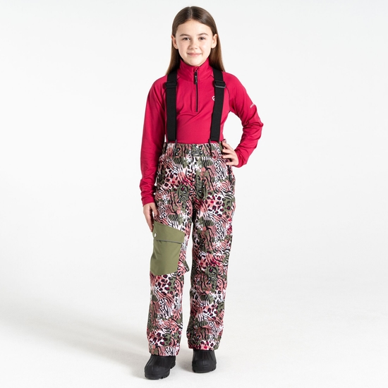 Kids' Pow Ski Pants Green Leopard Print