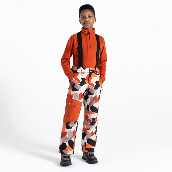 Kids' Pow Ski Pants Orange Camo Print 