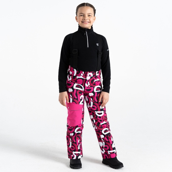 Kids' Pow Ski Pants Pink Graffiti Print