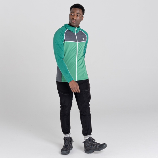 Men's Perennial Full Zip Hooded Stretch Midlayer Ultramarine Green Ebony Grey