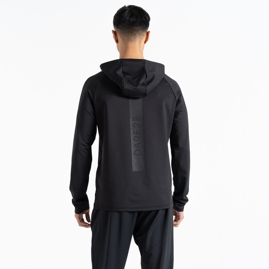 Herren Sprinted Fitness-Hoodie  Schwarz