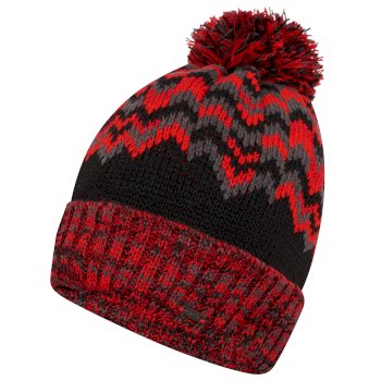 Men's Cognate Recycled Bobble Hat Chinese Red Black