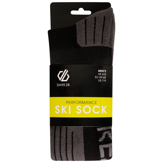 Men's Performance Ski Socks Black Ebony Grey