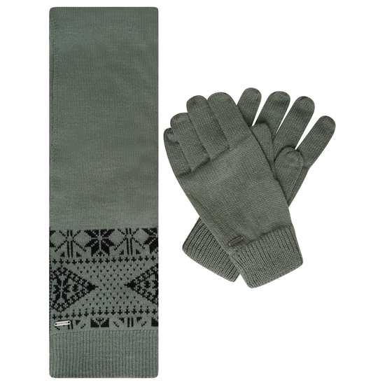 Men's Winter Warmer Scarf and Gloves Duck Green