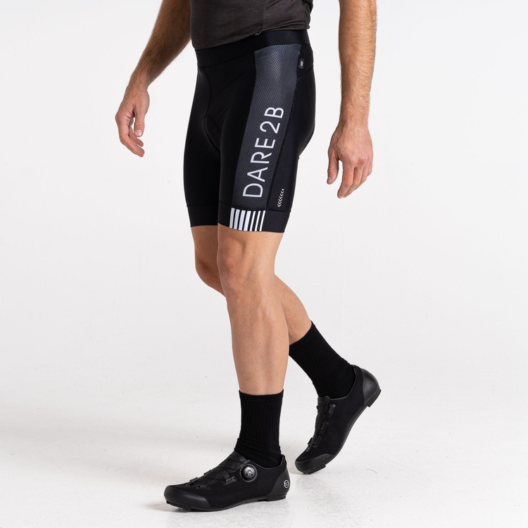 Men s AEP Virtuosity Reflective Cycling Shorts Black White Dare2B ROW