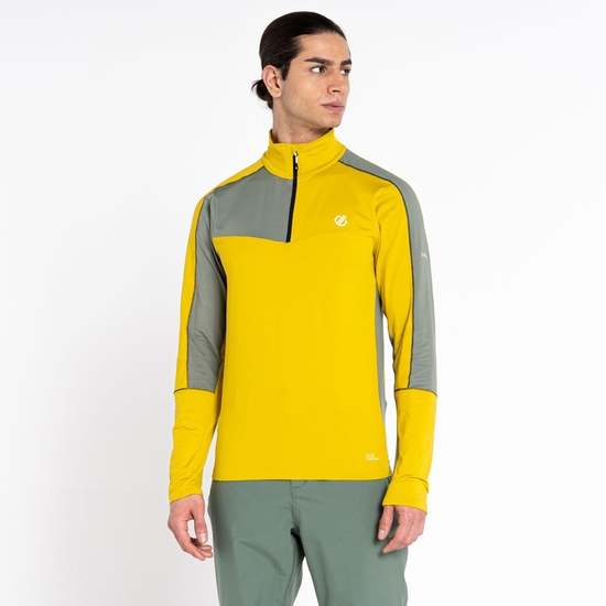 Men's Dignify II Half Zip Core Stretch Midlayer Moss Yellow Agave Green