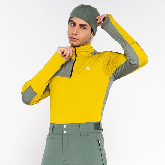 Men's Dignify II Half Zip Core Stretch Midlayer Moss Yellow Agave Green