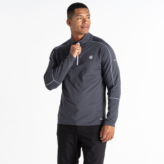 Men's Dignify II Half Zip Core Stretch Midlayer Ebony Grey Puffins Orange 