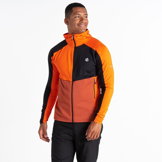 Men's Assimilate Hooded Core Stretch Midlayer Puffins Orange Black 