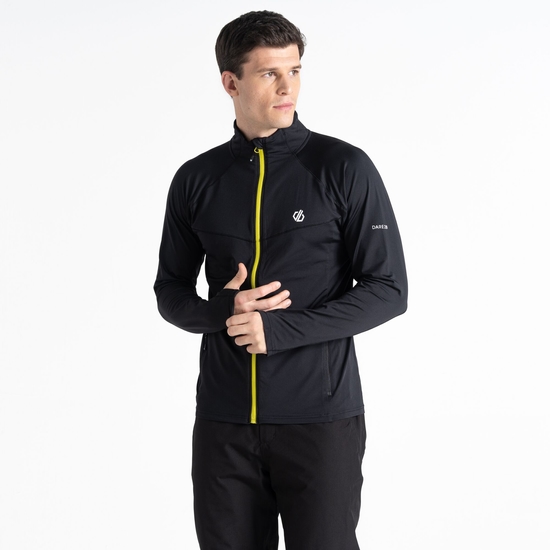 Men's Substratum Full Zip Core Stretch Midlayer Black Yellow 