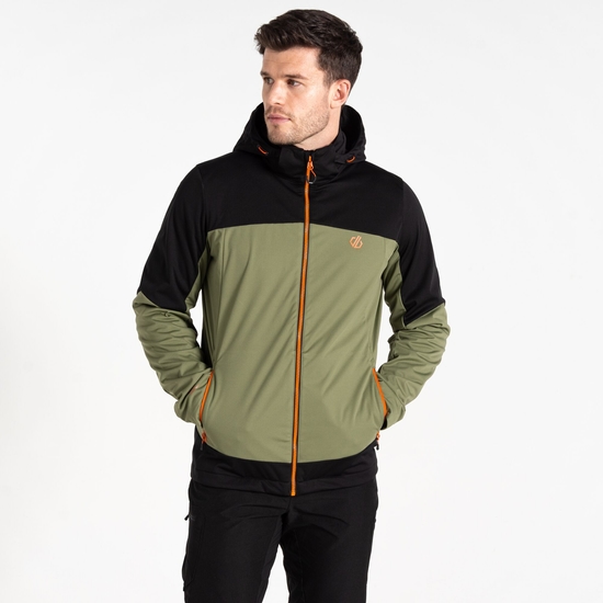Herren Mountaineer Softshelljacke Olivgrün & Schwarz