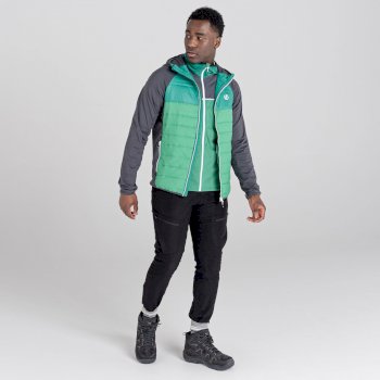 Men's Coordinate Wool Quilted Hooded Jacket Ebony Grey Ultramarine Green