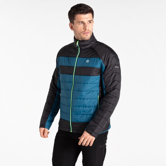 Men's Descending II Baffled Jacket Stahlblau & Schwarz