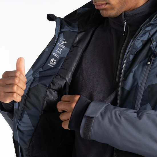 Men's Baseplate Ski Jacket Grey Black Geo 