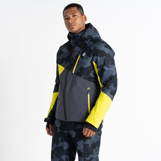 Men's Baseplate Ski Jacket Yellow Black Geo 