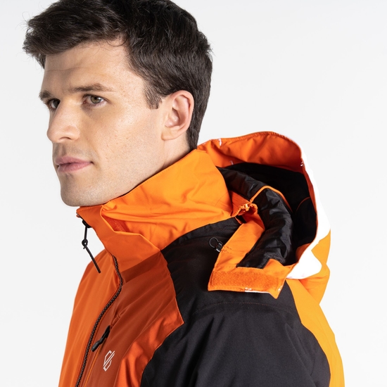 Men's Halfpipe Ski Jacket Puffins Orange Black 